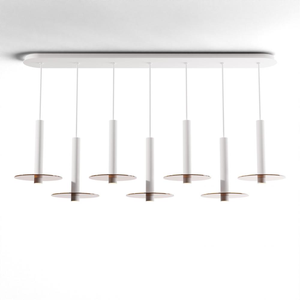 Combi Pendant 12" Linear 7 Combo Matte White with Matte White Canopy