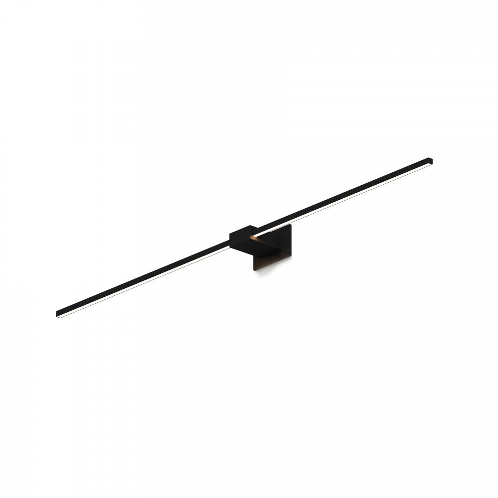 Z-Bar Wall Sconce, Soft Warm, Matte Black, 48," Center Mount