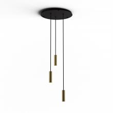 Koncept Inc CMP-C3-S-06-BRS - Combi Pendant 6" Circular 3 Combo Brass with Matte Black Canopy, Suspension / Flush Mount 2-in-1