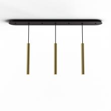 Koncept Inc CMP-L3-S-16-BRS - Combi Pendant 16" Linear 3 Combo Brass with Matte Black Canopy, Suspension / Flush Mount 2-in-1