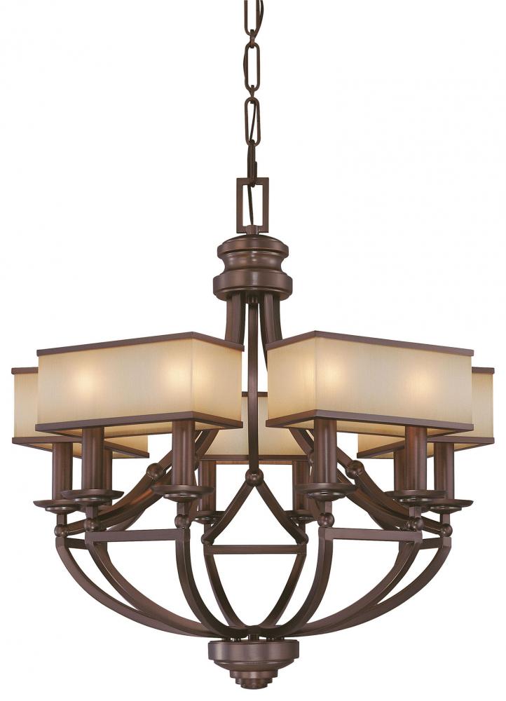 Cimarron Bronze Brushed Caramel Silk Glass Up Chandelier