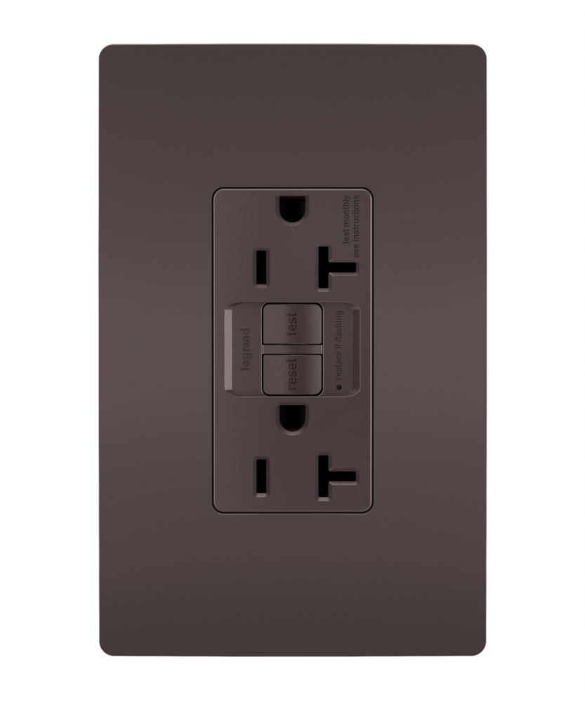 radiant? 20A Duplex Self-Test GFCI Receptacles with SafeLock? Protection, Brown