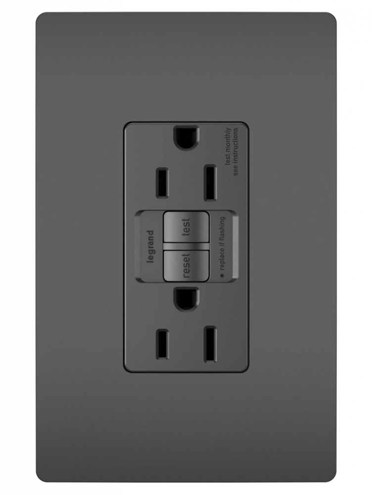 radiant? 15A Duplex Self-Test GFCI Receptacles with SafeLock? Protection, Black