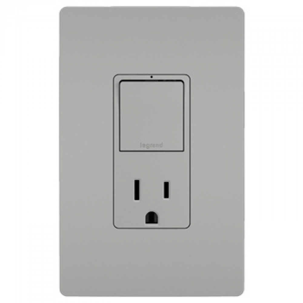 radiant? Single Pole/3-Way Switch with 15A Tamper-Resistant Outlet, Gray