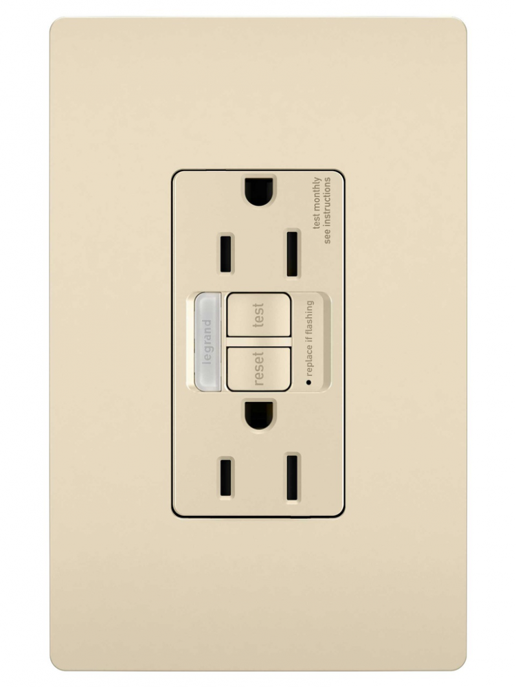 radiant? 15A Tamper-Resistant Self-Test GFCI Outlet with Night Light, Light Almond (4 pack)