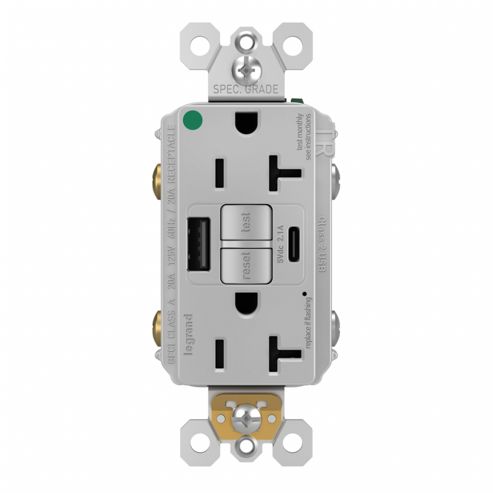 radiant? Hospital Grade Tamper-Resistant 20A Duplex Self-Test GFCI Receptacles with SafeLock?