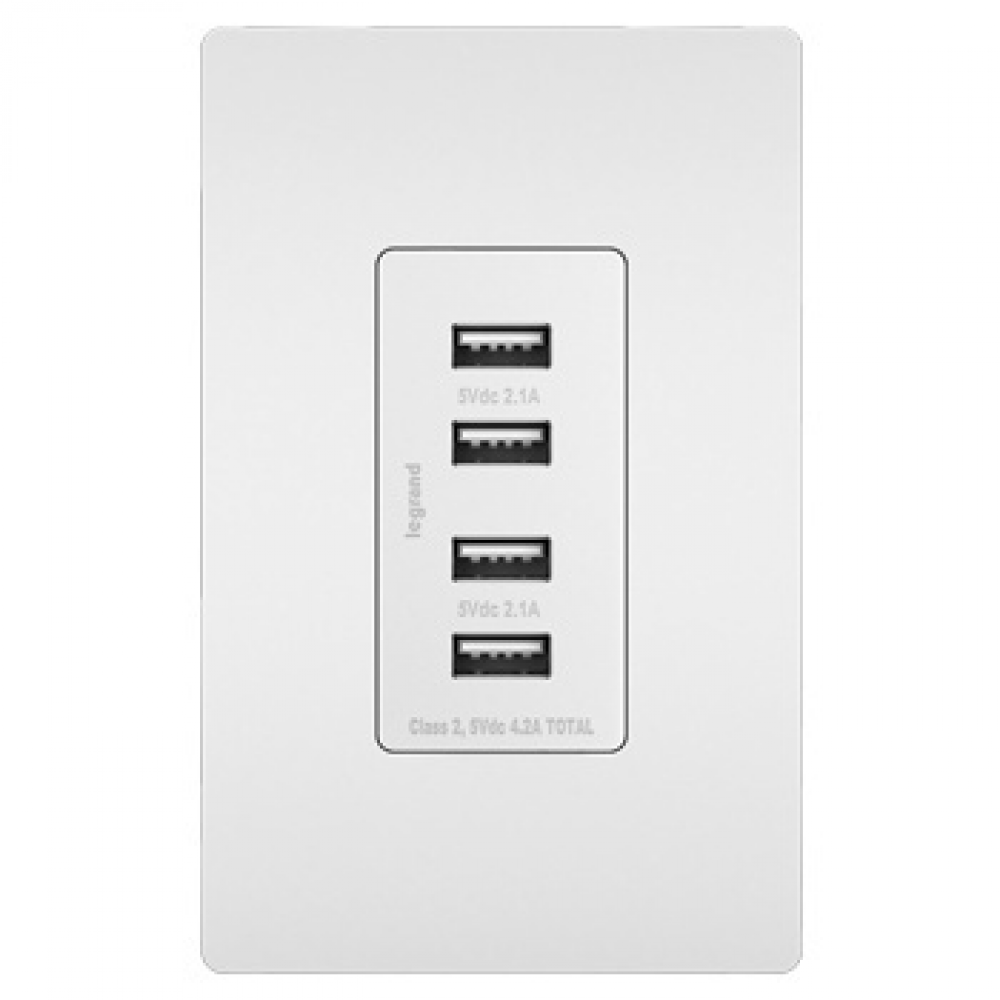 radiant® Quad USB Charger, White