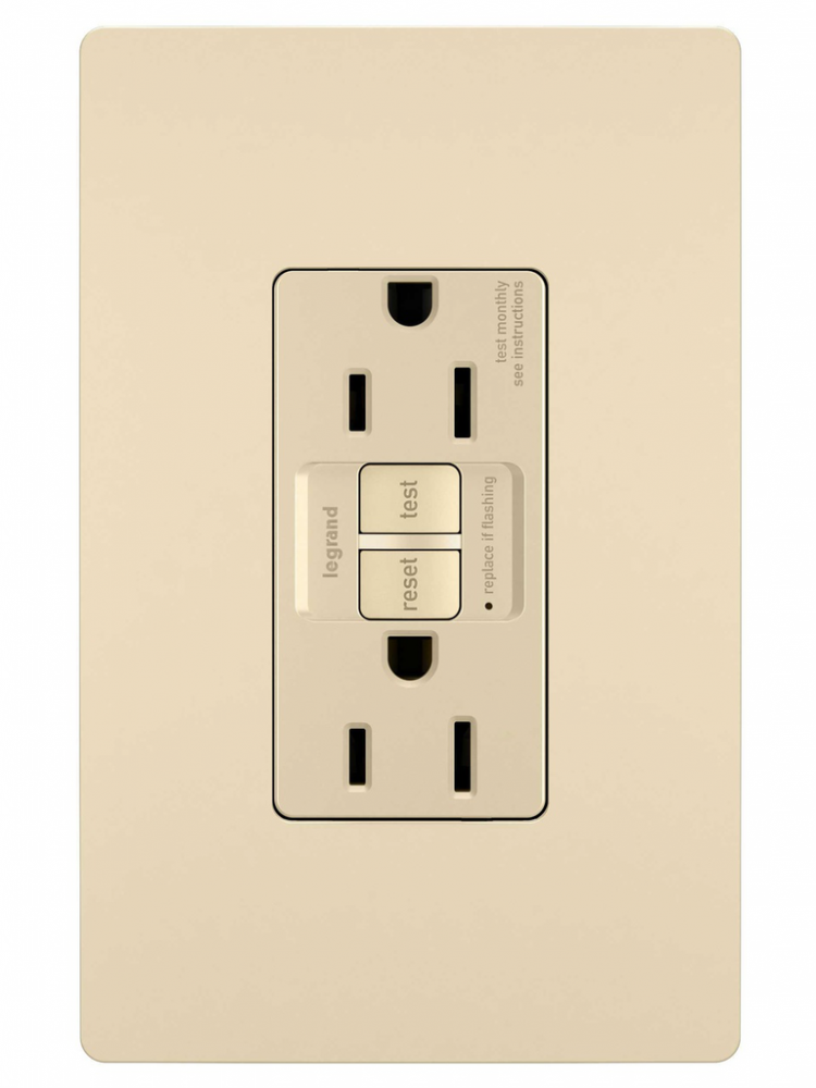 radiant? 15A Duplex Self-Test GFCI Receptacles with SafeLock? Protection, Ivory