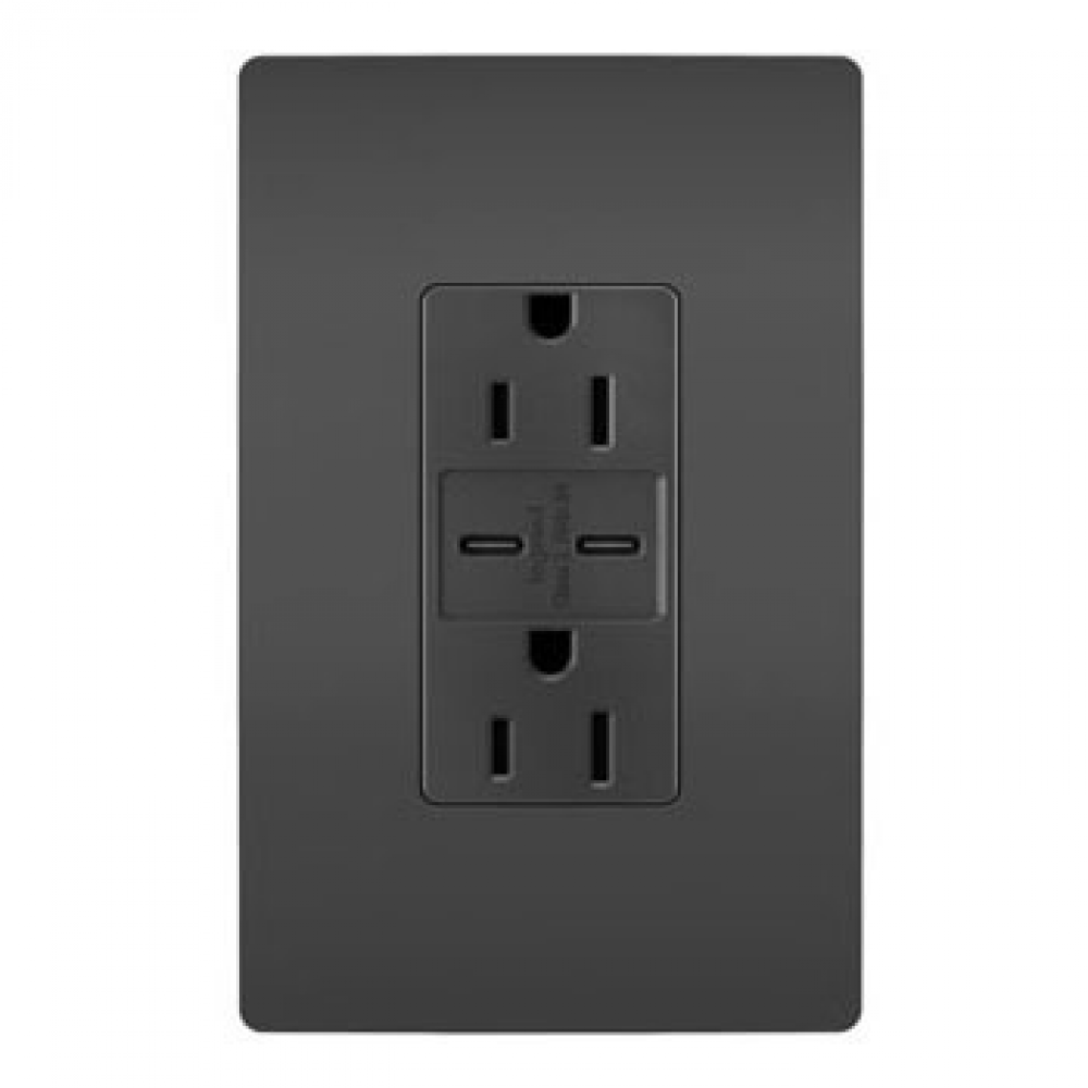 radiant® 15A Tamper-Resistant Ultra-Fast USB Type C/C Outlet, Black (10 pack)