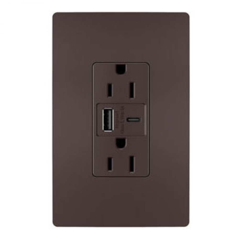 radiant® 15A Tamper-Resistant Ultra-Fast USB Type A/C Outlet, Dark Bronze