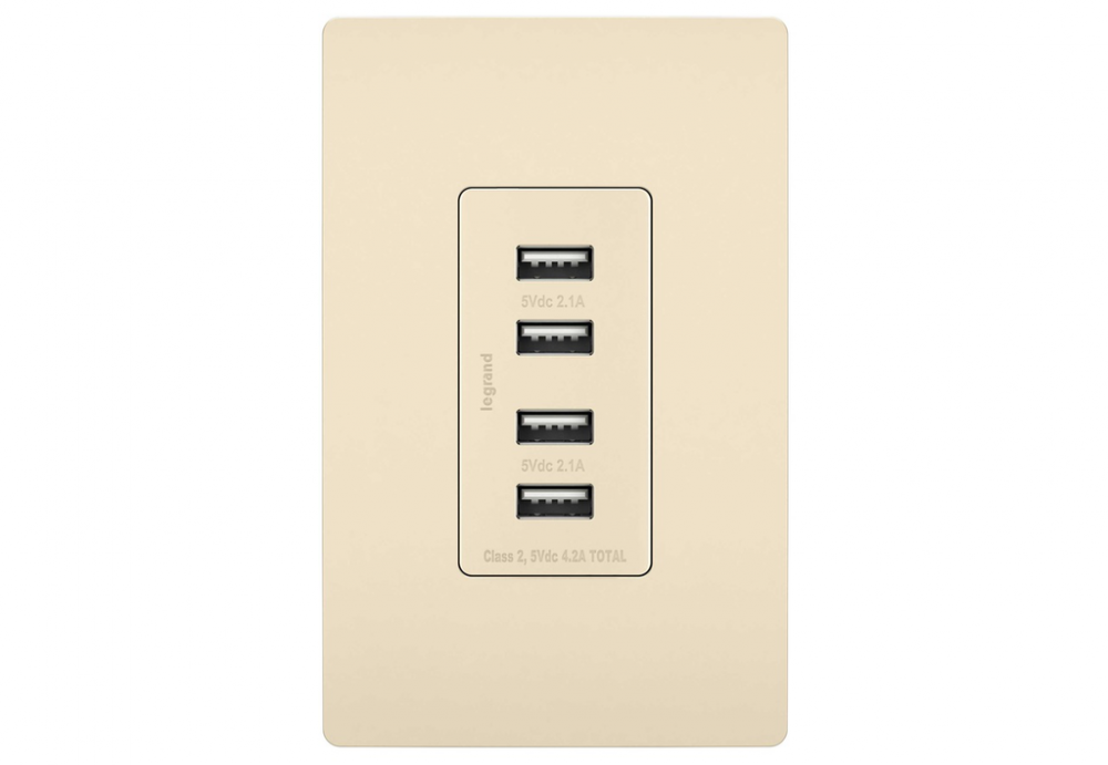 radiant® Quad USB Charger, Light Almond