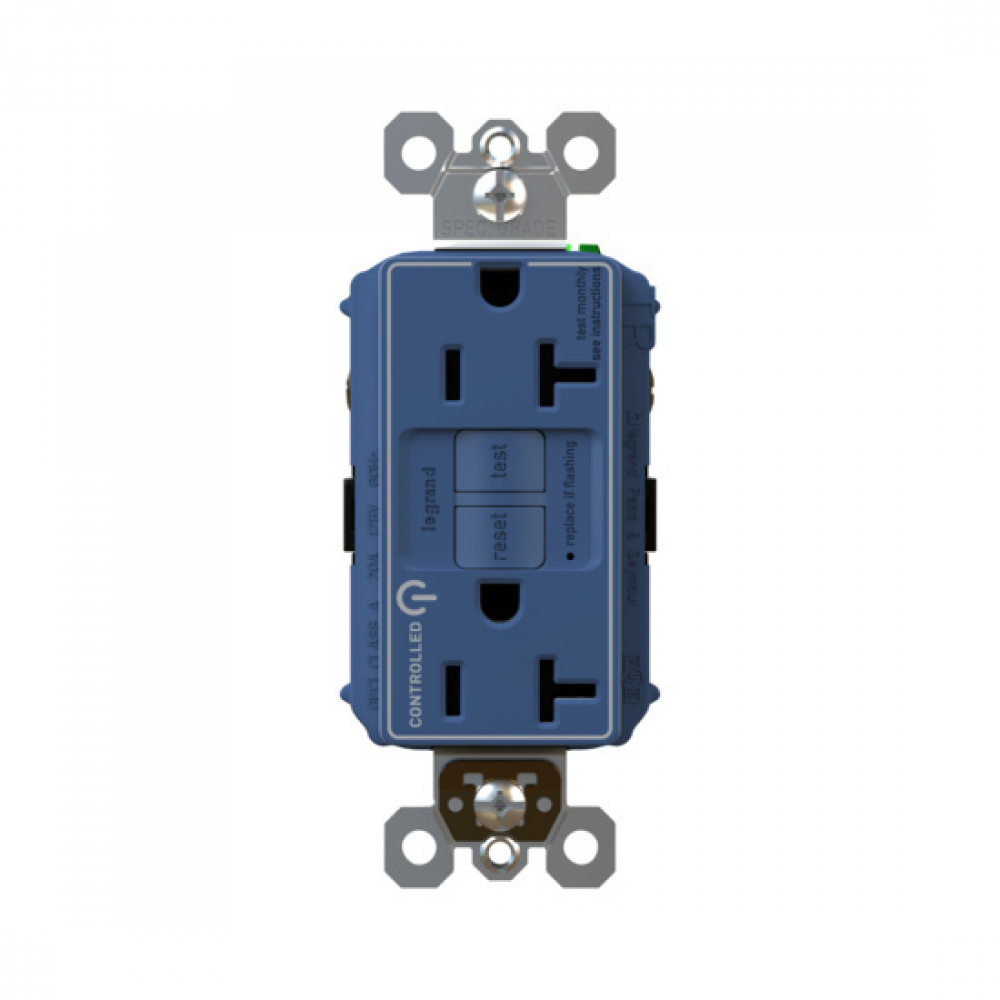 radiant? Tamper-Resistant and Dual Controlled 20A Duplex Self-Test GFCI Receptacles with SafeLock?