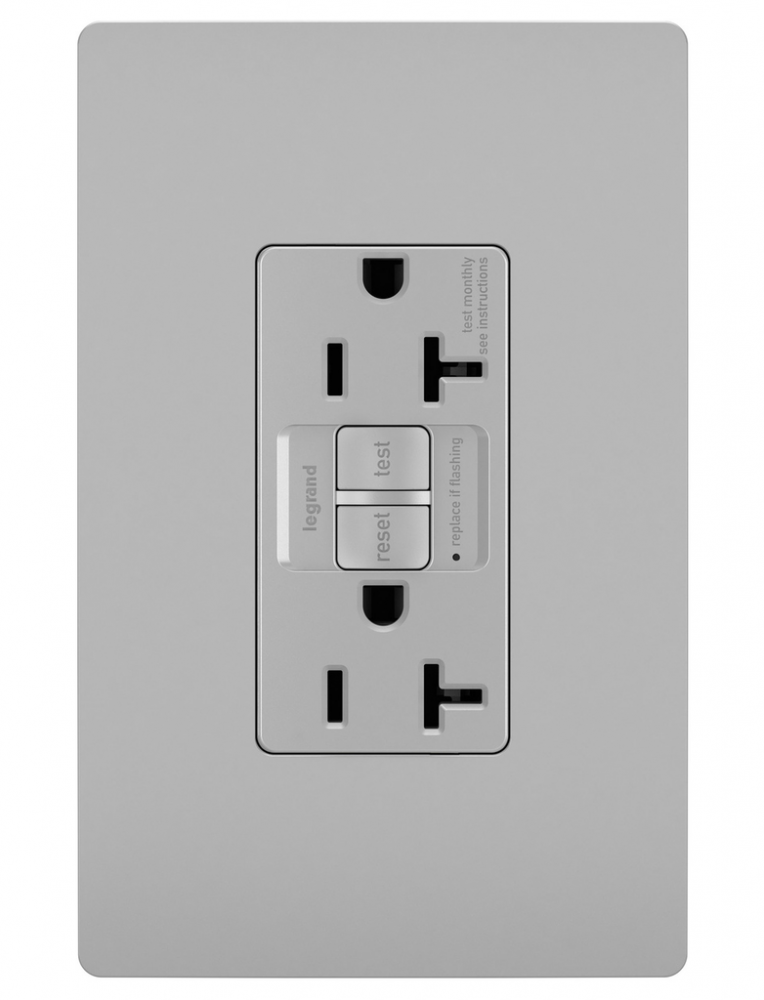 radiant? 20A Duplex Self-Test GFCI Receptacles with SafeLock? Protection, NAFTA Compliant, Gray