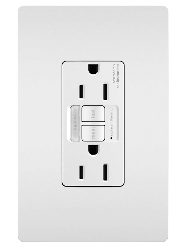 radiant? 15A Tamper-Resistant Self-Test GFCI Outlet with Night Light, White (4 pack)