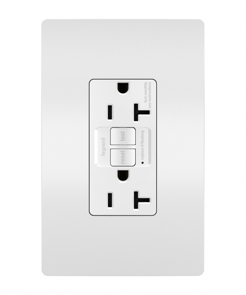 radiant? 20A Duplex Self-Test GFCI Receptacles with SafeLock? Protection, White