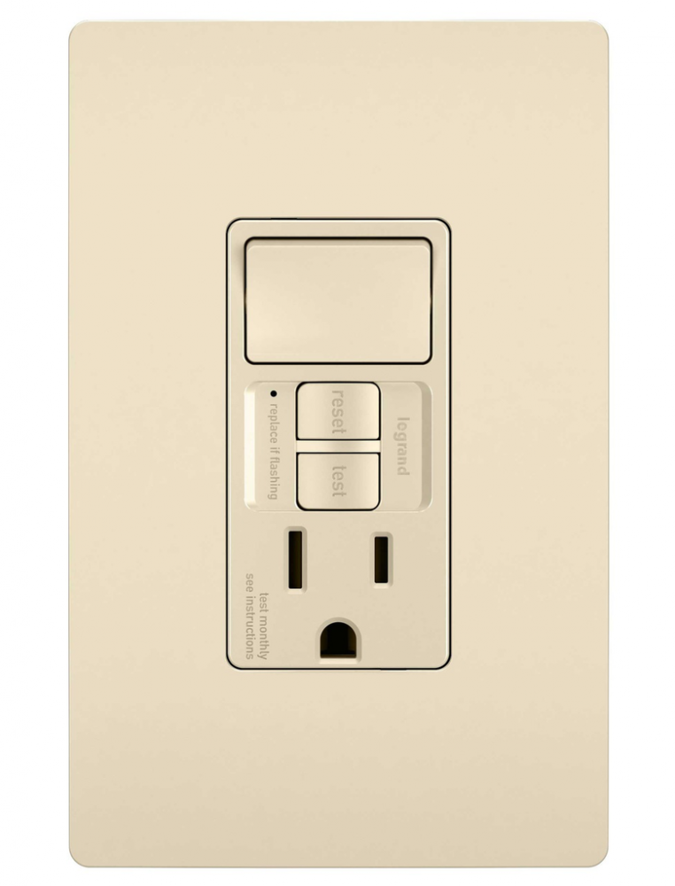 radiant® Combination Single Pole Switch and Tamper-Reistant 15A Duplex Self-Test GFCI Receptacles wi