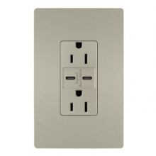 Legrand Radiant R26USBCC6NICCV4 - radiant® 15A Tamper-Resistant Ultra-Fast USB Type C/C Outlet, Nickel