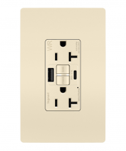 Legrand Radiant 2097TRWRUSBACLA - radiant® Tamper-Resistant Weather-Resistant Duplex Self-Test GFCI with USB Type A/C Outlet, Light Al