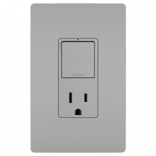 Legrand Radiant RCD38TRGRY - radiant® Single Pole/3-Way Switch with 15A Tamper-Resistant Outlet, Gray