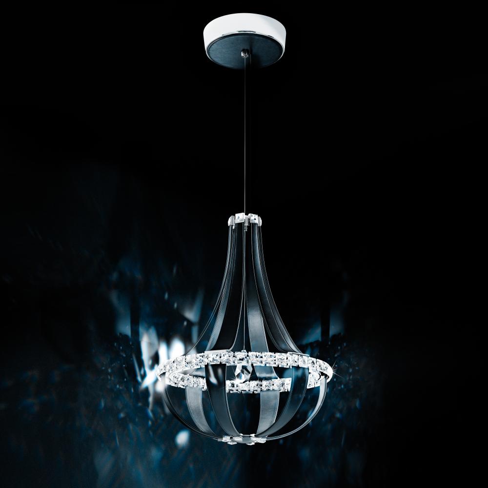 Crystal Empire LED 27in 120V Pendant in Snowshoe Leather with Clear Radiance Crystal