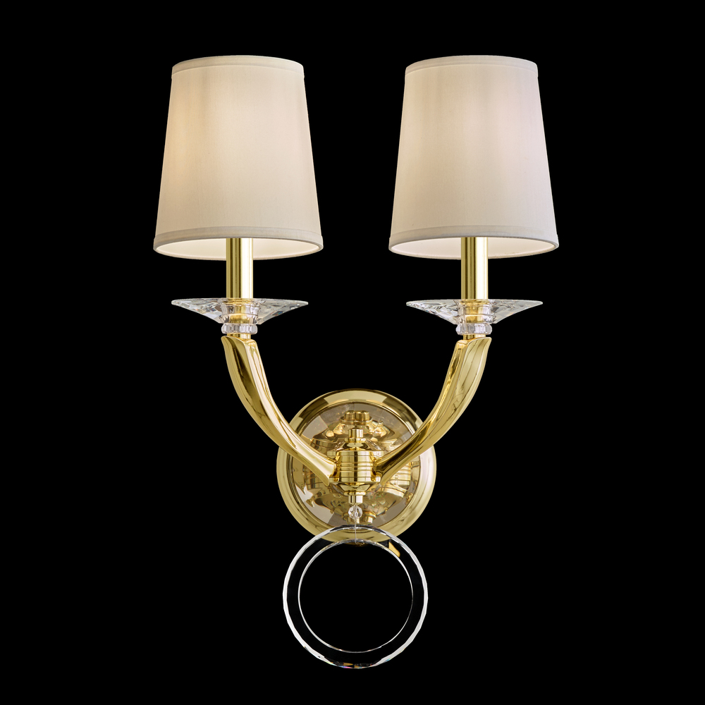 Emilea 2 Light 120V Wall Sconce in Etruscan Gold with Optic Crystal