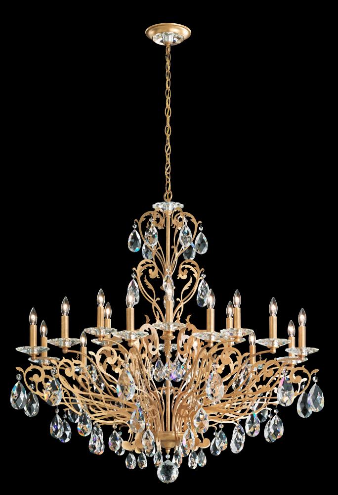 Filigrae 18 Light 120V Chandelier in French Gold with Heritage Handcut Crystal