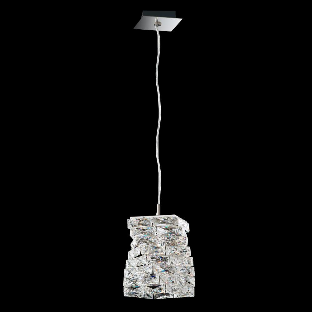 Glissando 12in LED 120V Mini Pendant in Stainless Steel with Clear Crystals from Swarovski