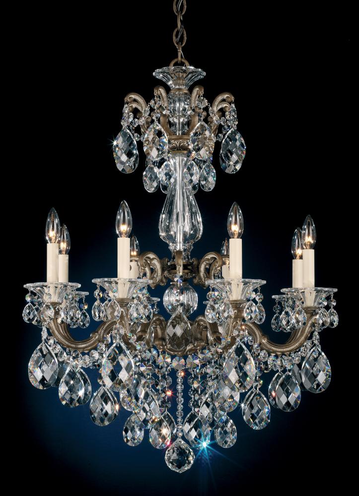 La Scala 8 Light 120V Chandelier in Florentine Bronze with Radiance Crystal