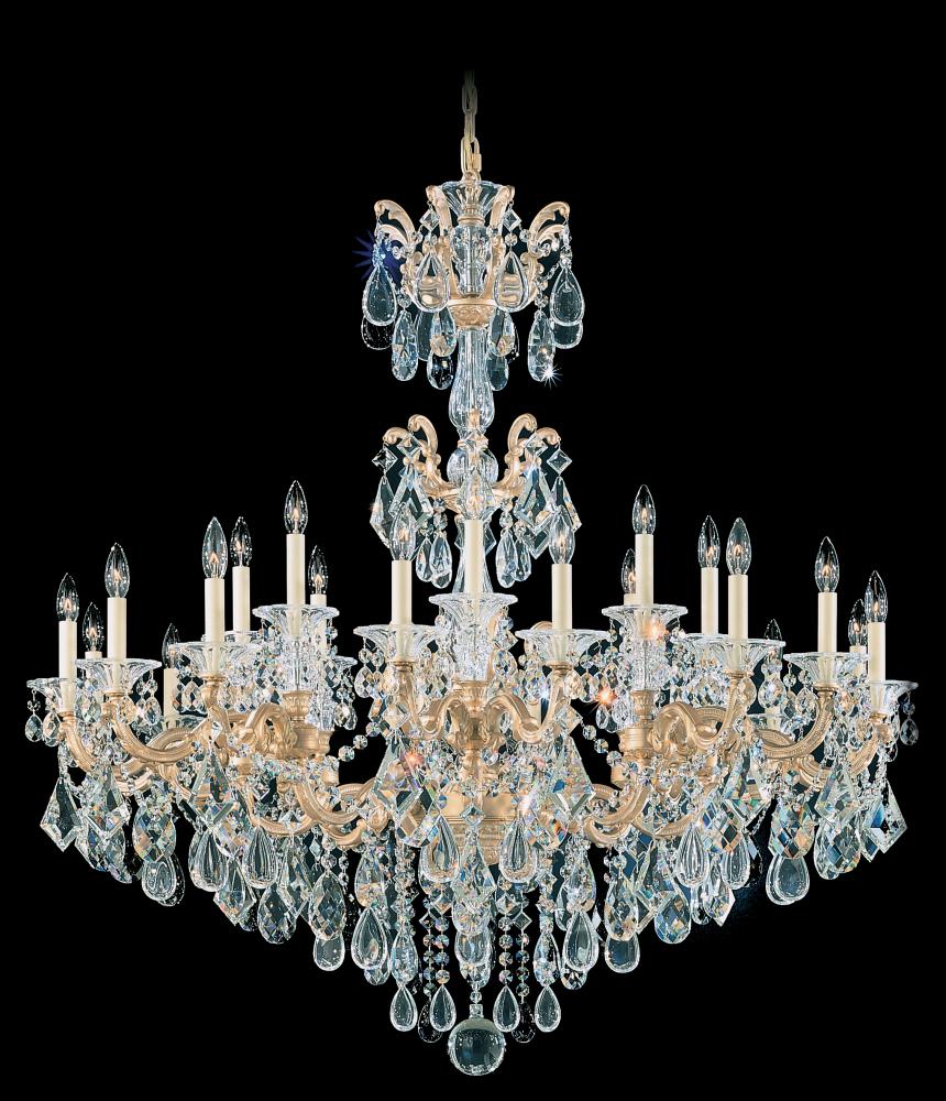 La Scala 24 Light 120V Chandelier in French Gold with Clear Crystals from Swarovski