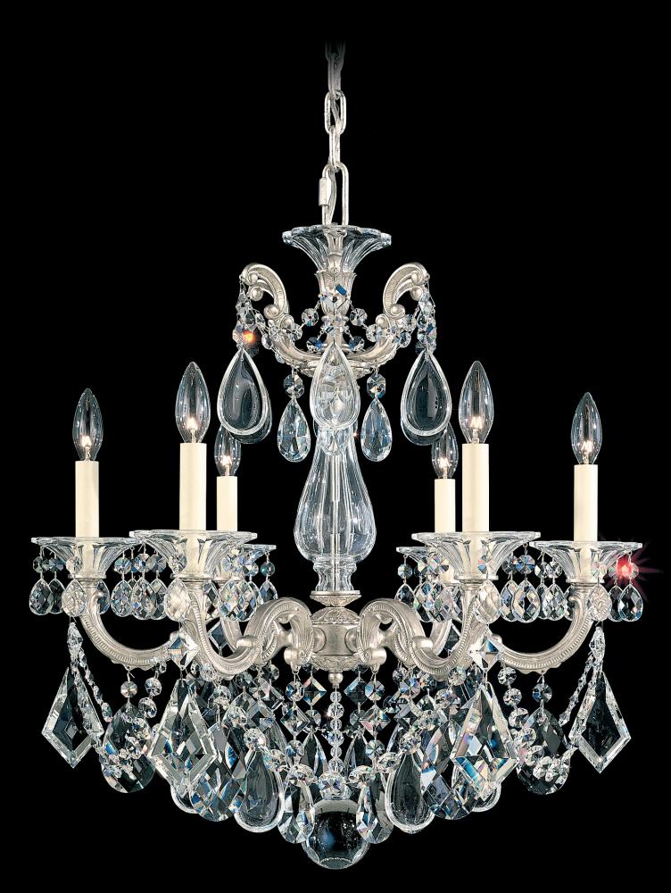 La Scala 6 Light 120V Chandelier in Florentine Bronze with Radiance Crystal