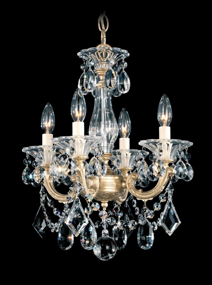 La Scala 4 Light 120V Chandelier in Antique Silver with Radiance Crystal