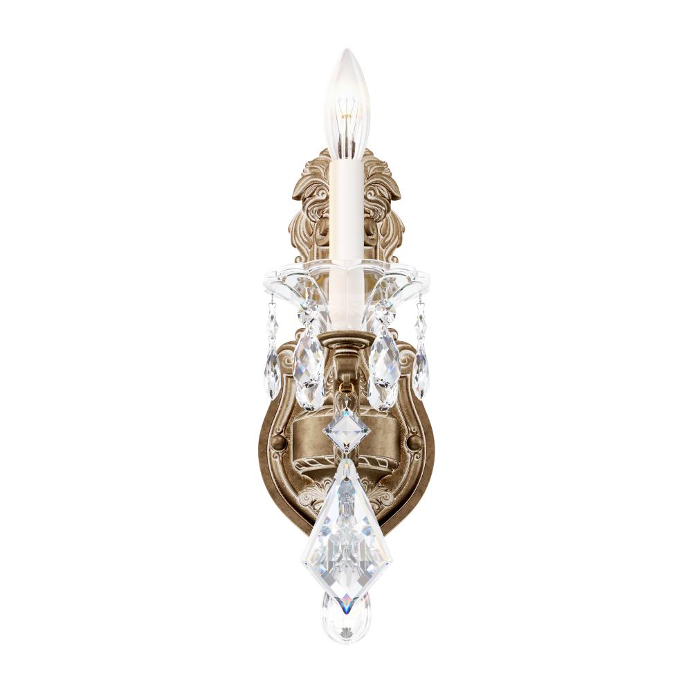 La Scala 1 Light 120V Wall Sconce in Antique Silver with Clear Radiance Crystal