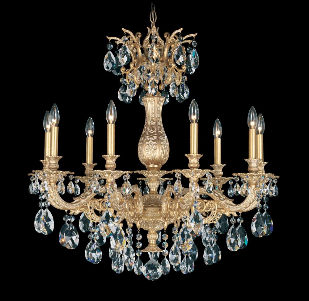 Milano 9 Light 120V Chandelier in Parchment Gold with Clear Radiance Crystal