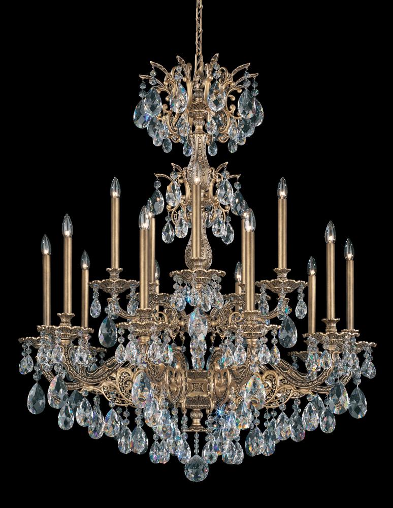 Milano 15 Light 120V Chandelier in Antique Silver with Clear Radiance Crystal