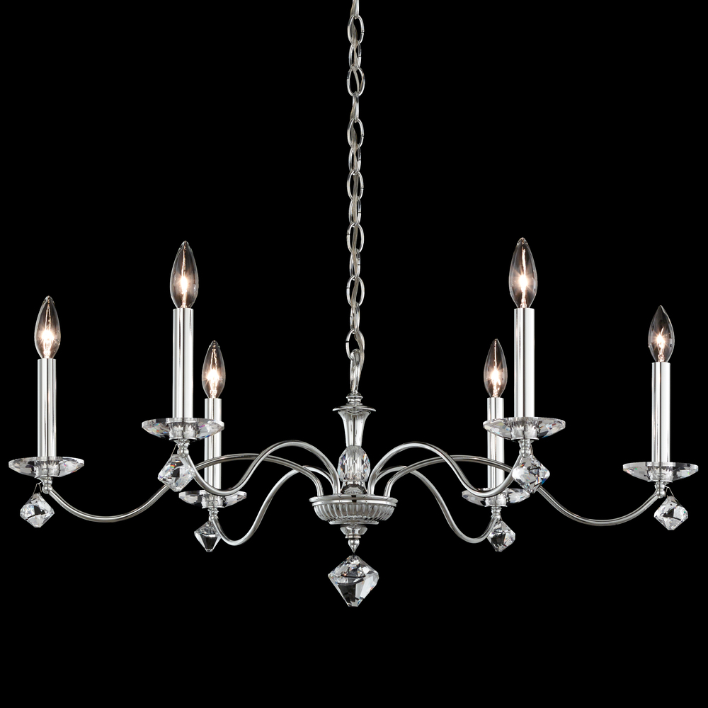 Modique 6 Light 120V Chandelier in Antique Silver with Heritage Handcut Crystal