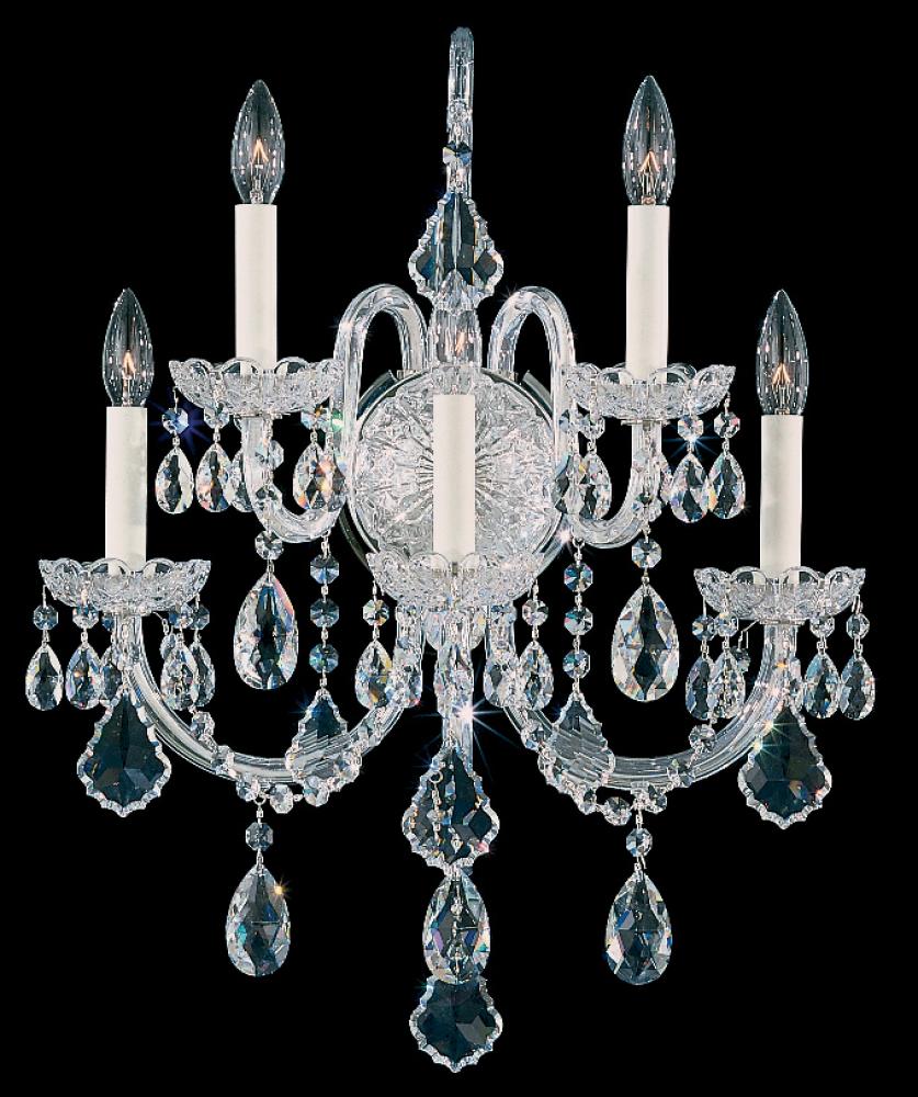 Olde World 5 Light 120V Wall Sconce in Aurelia with Heritage Handcut Crystal