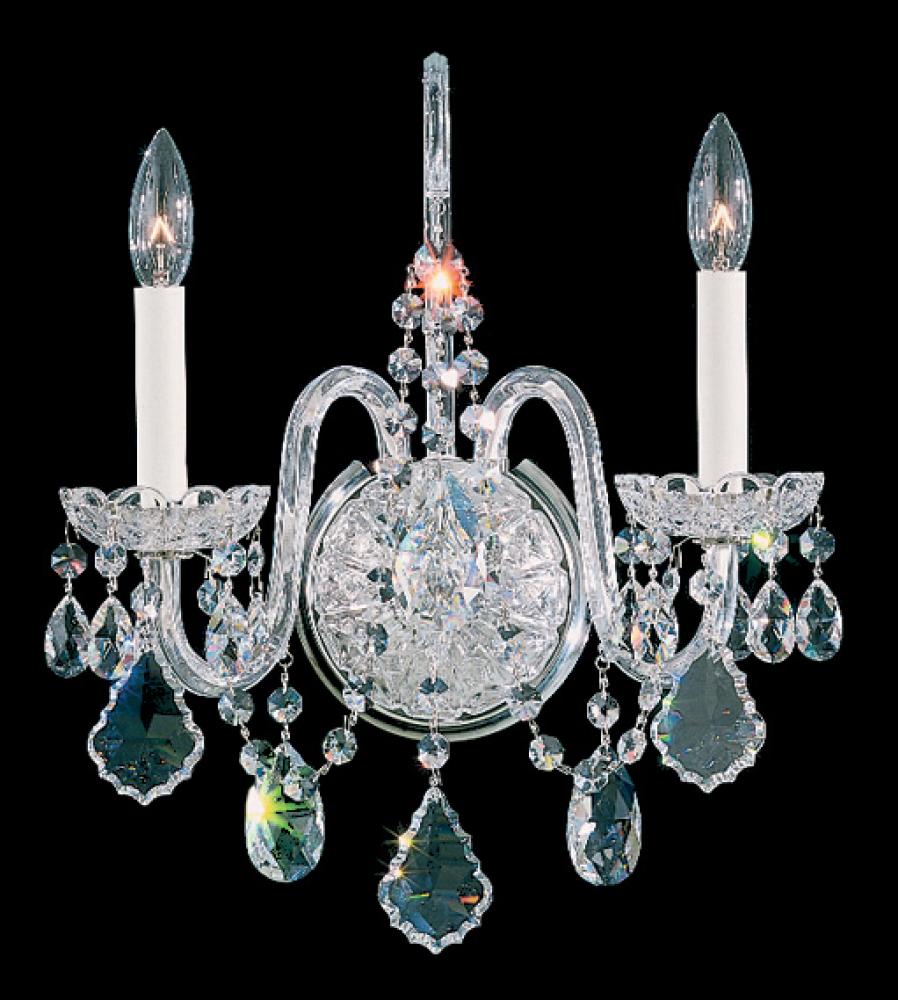 Olde World 2 Light 120V Wall Sconce in Aurelia with Heritage Handcut Crystal