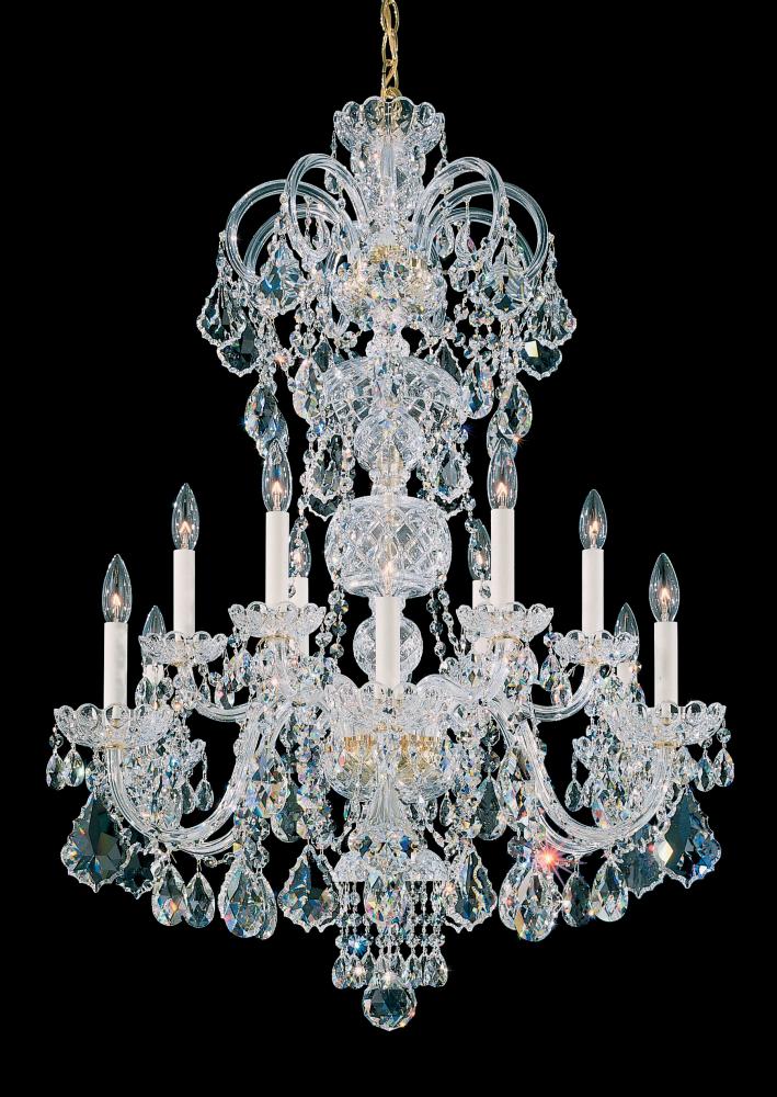 Olde World 12 Light 120V Chandelier in Polished Silver with Radiance Crystal