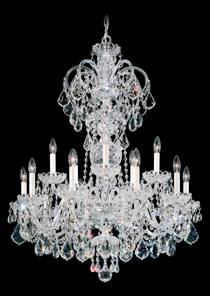 Olde World 15 Light 120V Chandelier in Polished Silver with Radiance Crystal