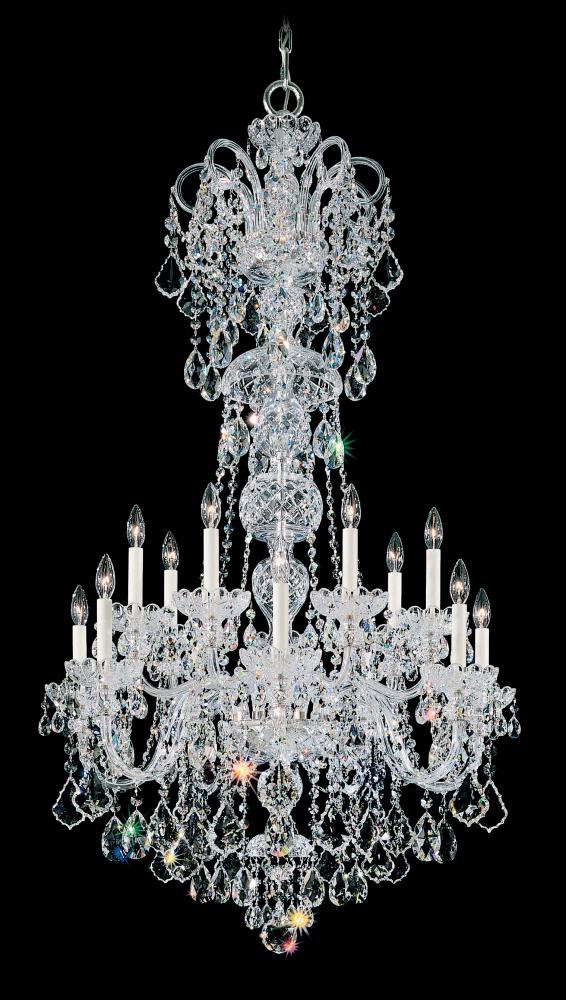 Olde World 14 Light 120V Chandelier in Polished Silver with Radiance Crystal