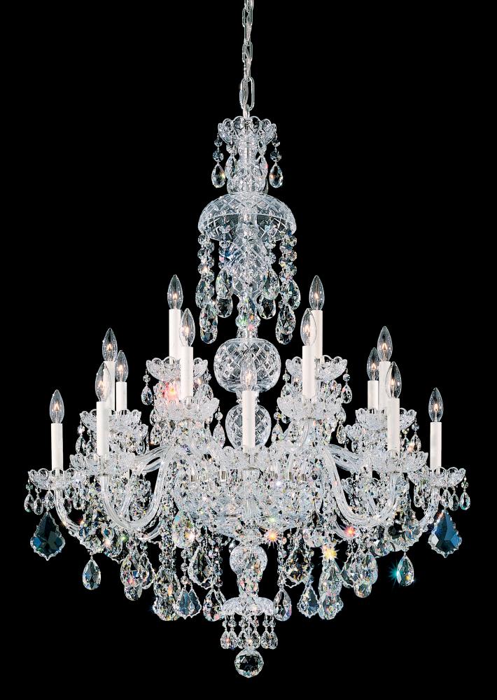 Olde World 25 Light 120V Chandelier in Polished Silver with Radiance Crystal