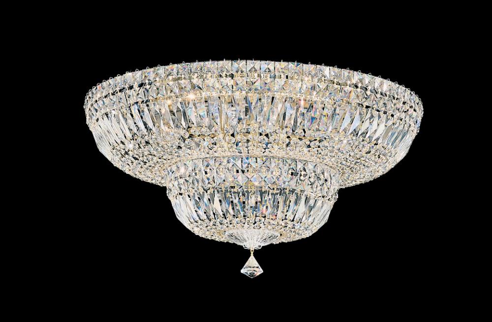 Petit Crystal Deluxe 13 Light 120V Semi-Flush Mount in Polished Silver with Optic Crystal