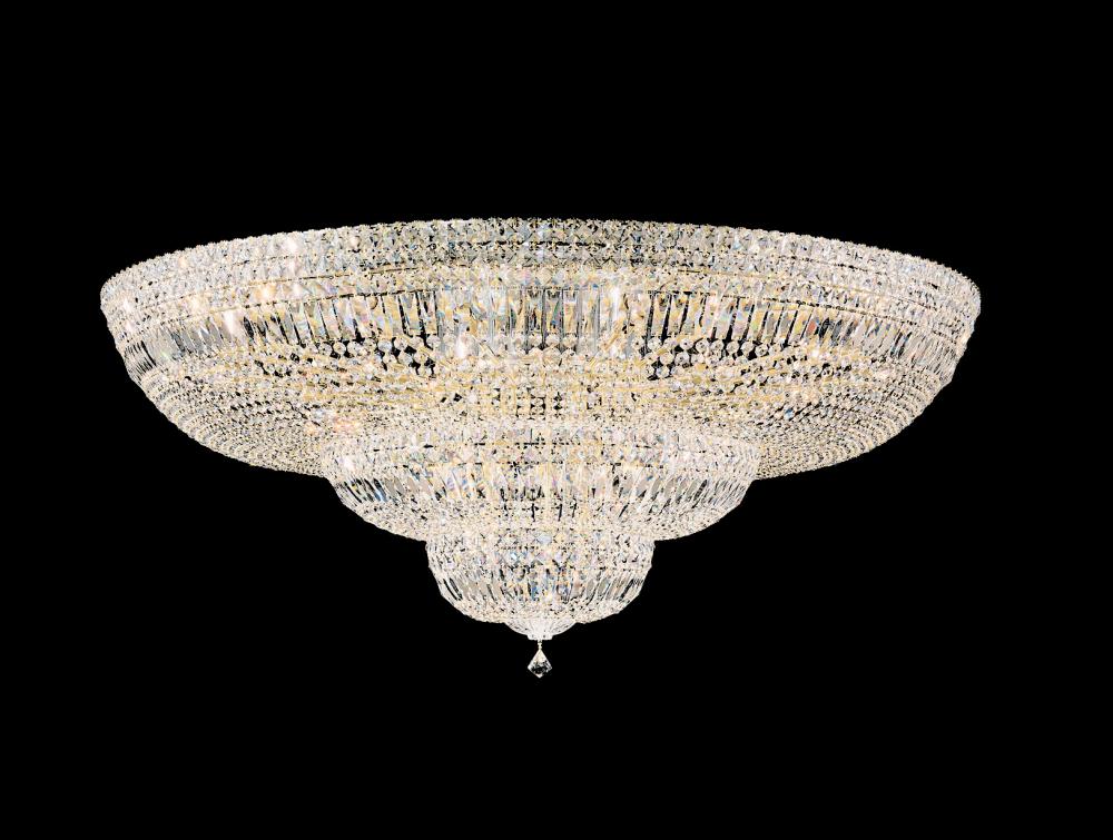 Petit Crystal Deluxe 36 Light 120V Flush Mount in Polished Silver with Clear Radiance Crystal