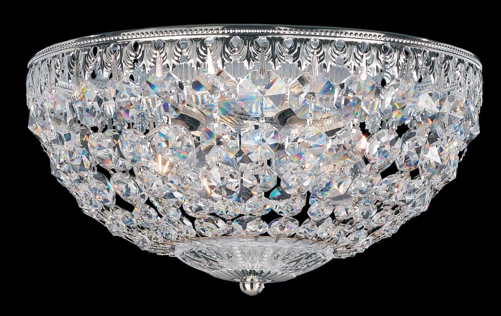 Petit Crystal 4 Light 120V Flush Mount in Heirloom Bronze with Clear Radiance Crystal