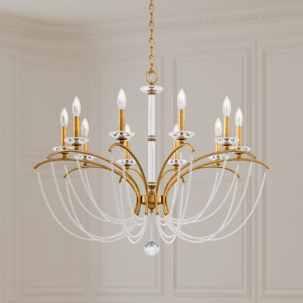 Priscilla 10 Light 120V Chandelier in Heirloom Gold with Dark Grey Pearl