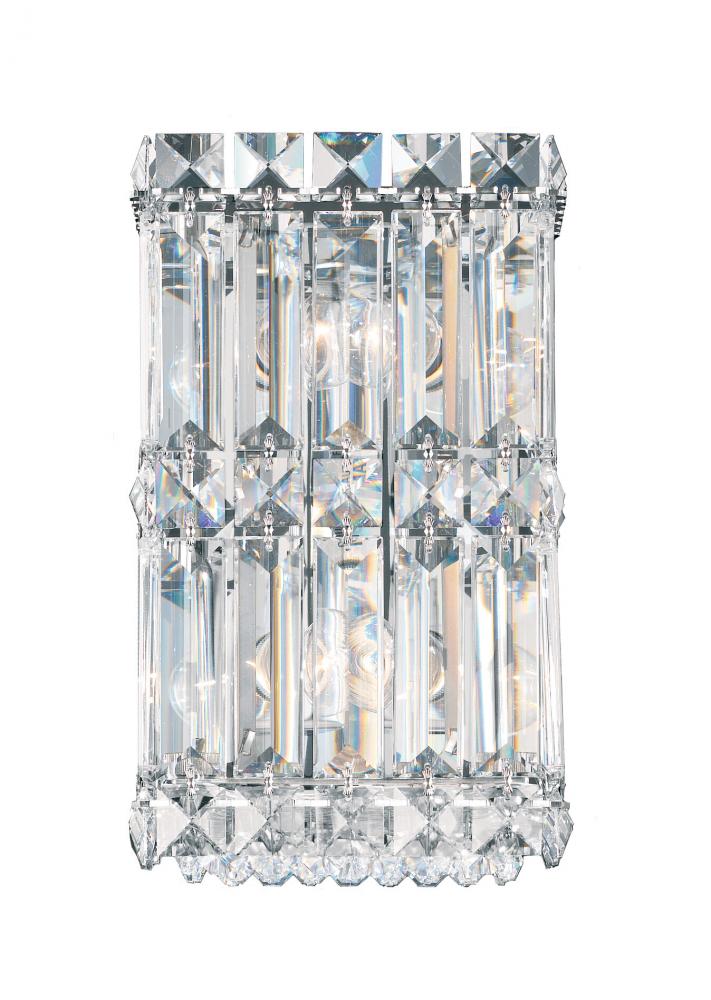 Quantum 2 Light 120V Wall Sconce in Polished Stainless Steel with Radiance Crystal