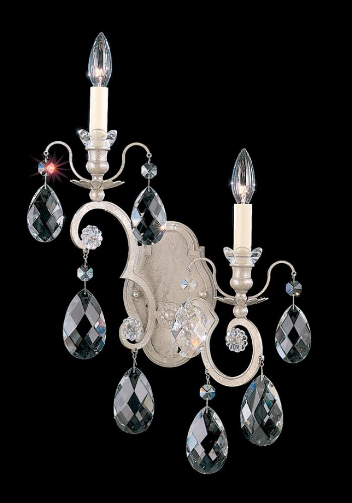 Renaissance 2 Light 120V Wall Sconce in Black with Heritage Handcut Crystal