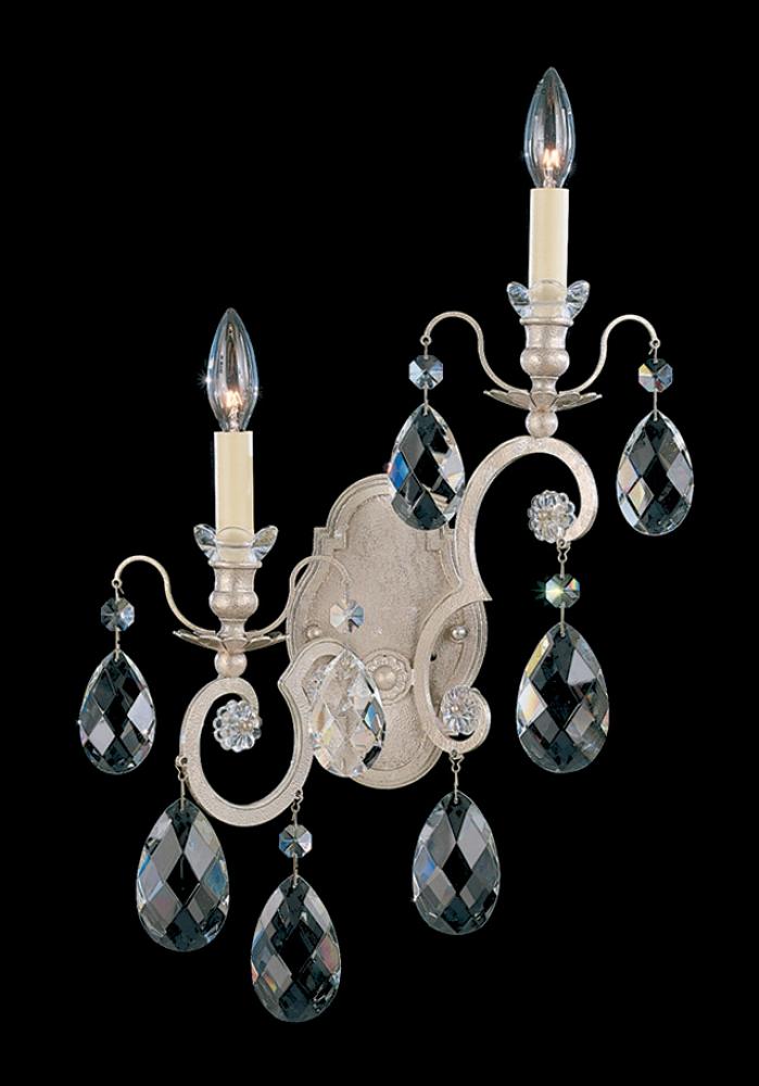 Renaissance 2 Light 120V Wall Sconce in Black with Heritage Handcut Crystal