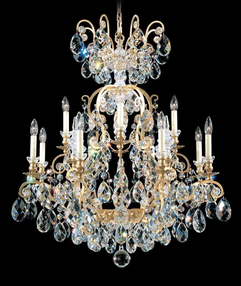 Renaissance 13 Light 120V Chandelier in Antique Silver with Heritage Handcut Crystal