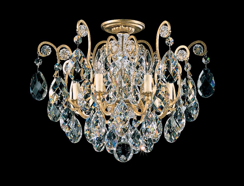 Renaissance 6 Light 120V Semi-Flush Mount in Antique Silver with Crystals from Swarovski®